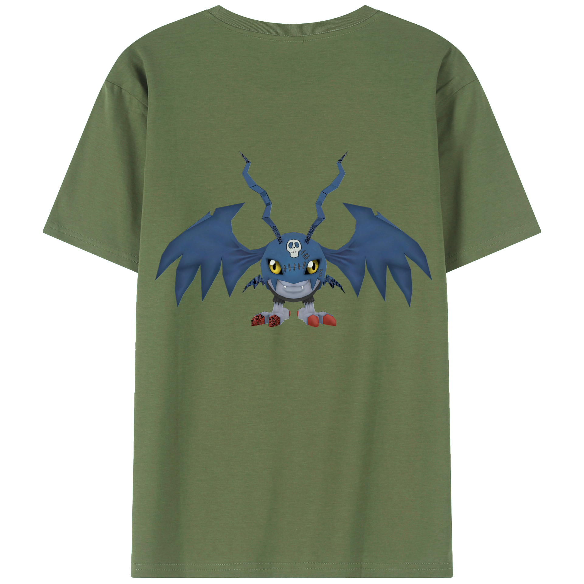 （画像用） Digimon デジタルモンスター/デジモン 綿100％ メンズ半袖Tシャツ（バックプリント） 通気性